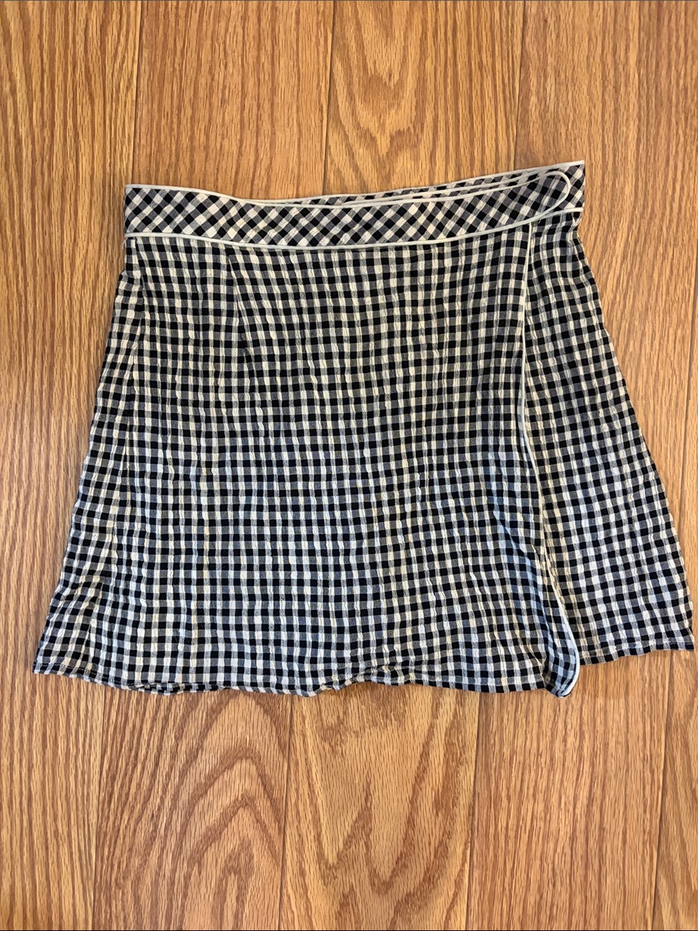 The Limited Black and White Gingham Wrap Mini Skirt
